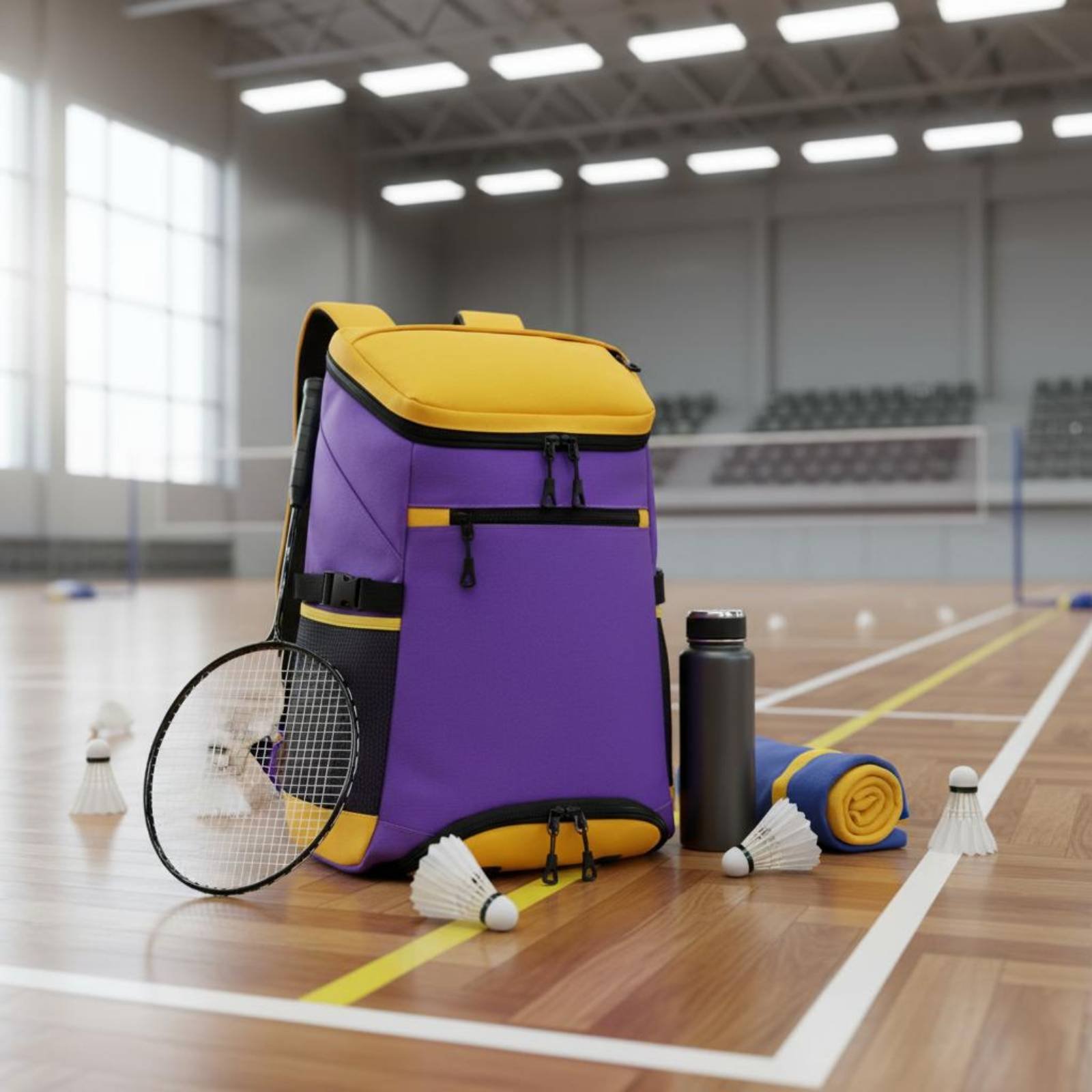 Badminton Racket - Badminton-Rucksack, großer Schlägerrucksack, doppelte Schultergurte, Reißverschlusstaschen
