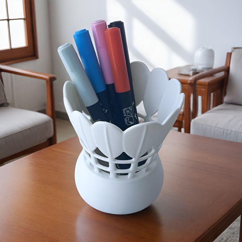 Badminton Cup - Minimalistischer Federball-förmiger Stifthalter Kreativer Hohler Kunststoff-Stiftbecher
