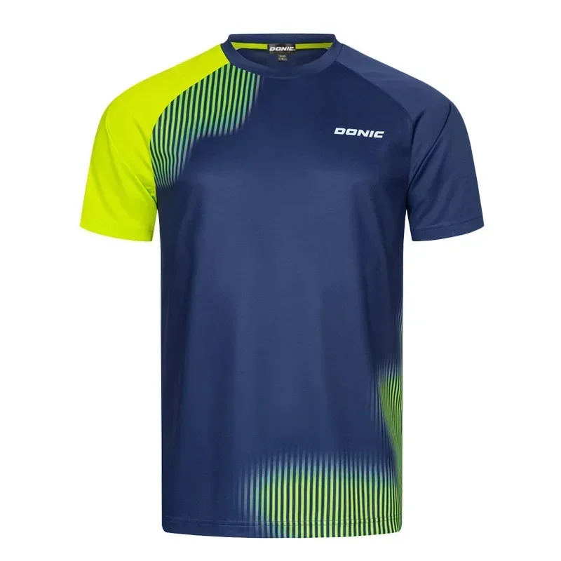 Badminton Asia - Herren-Tischtennis-T-Shirt mit Unterstrommuster, atmungsaktives Sommer-Badminton-T-Shirt für