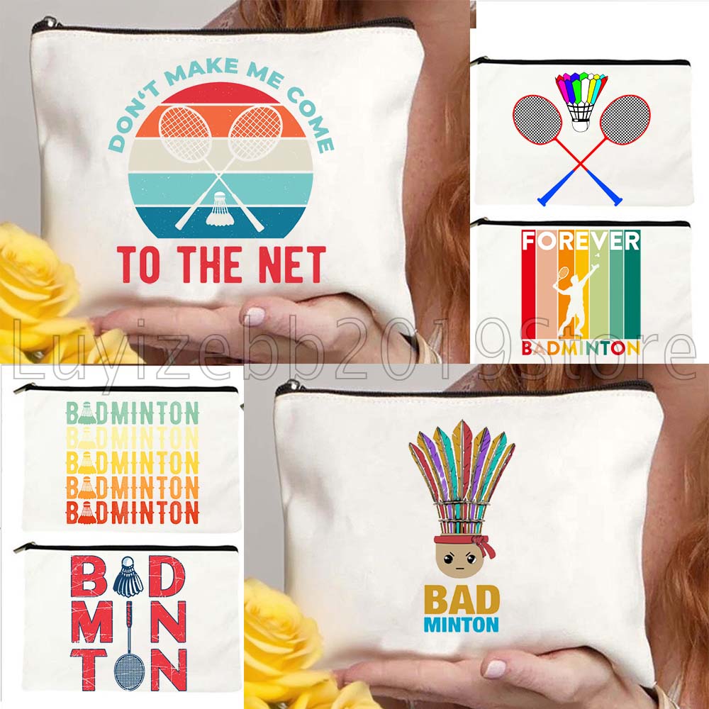 Badminton Quotes Funny - Lustige Badminton-Zitate, bunte Regenbogen-Geschenke, Leinwand, Kosmetiktasche,