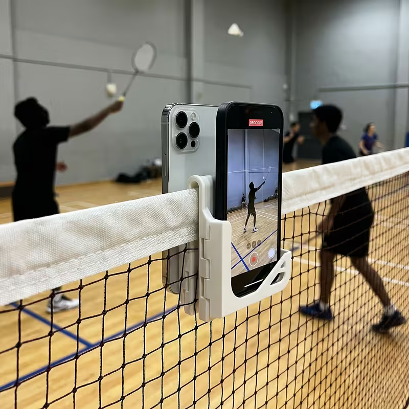 Badminton Rank - Tennis-Badminton-Platz-Telefonhalter, faltbare Zaunhalterung, mehrwinkeliger tragbarer Telefonständer