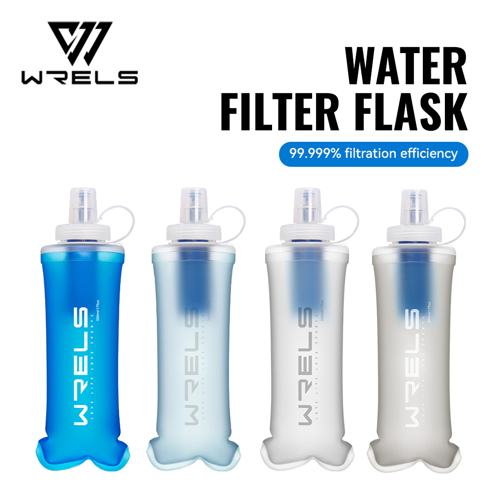 Badminton Cup - WRELS Wasserfilterflasche, zusammenklappbare, weiche Wasserflasche mit